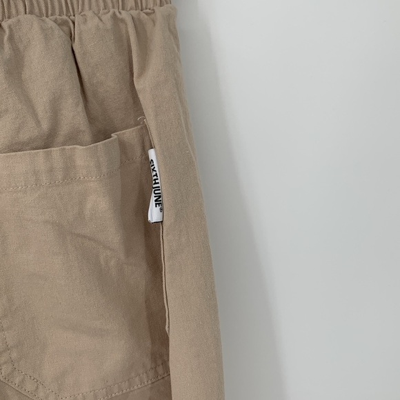 Sixth June Paris cargo jogger pants cotton tan khaki pocket slouchy women Small - Picture 6 of 8